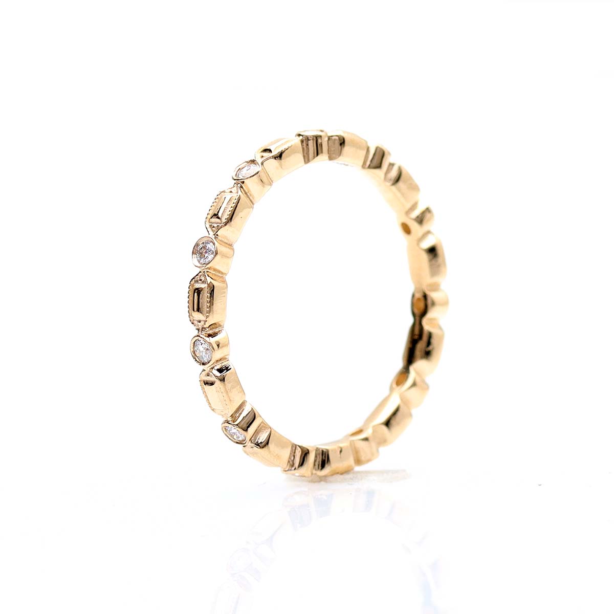 Round and Baguette Eternity Wedding Band #L3460 - Wedding Bands