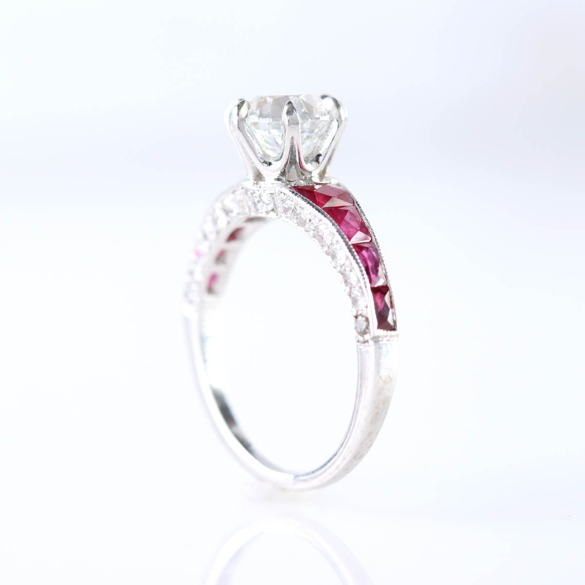 Ruby and Diamond Estate Engagement Ring #VR250225-2 - Engagement Rings
