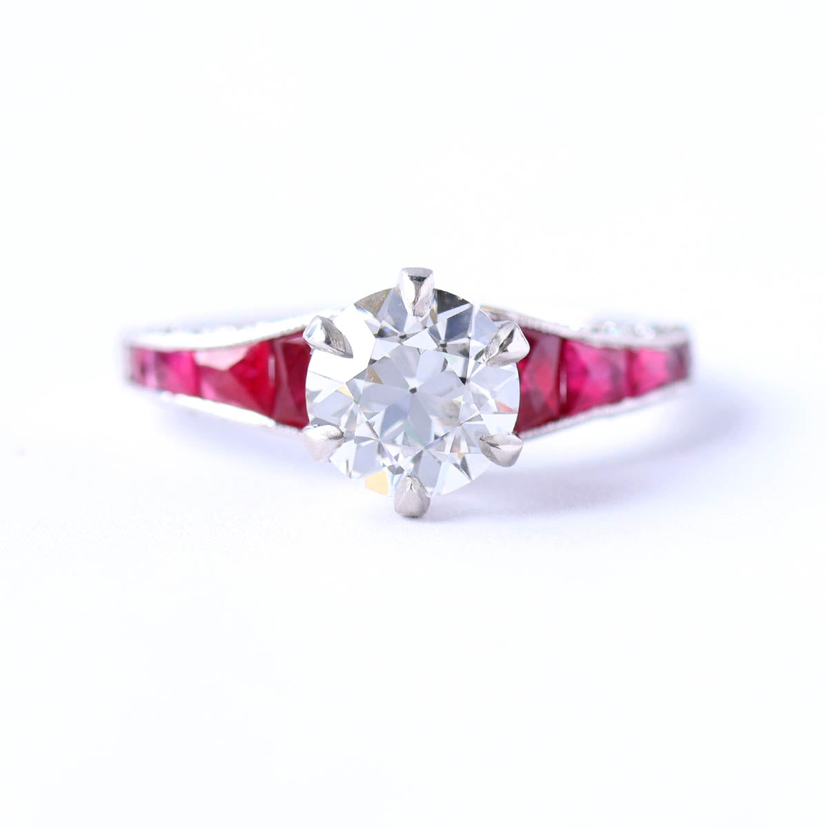 Ruby and Diamond Estate Engagement Ring #VR250225-2 - Engagement Rings