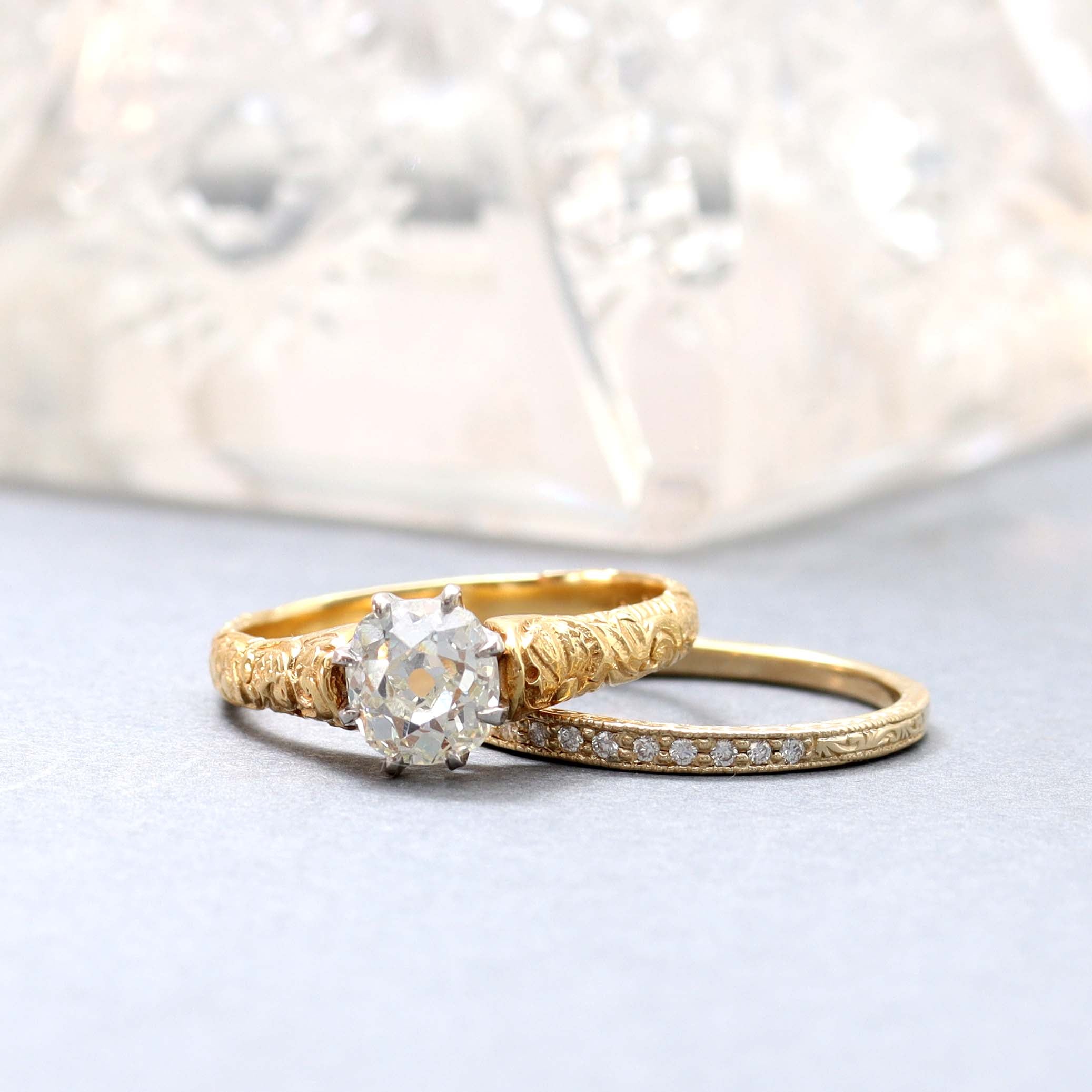 Slender Diamond Replica Art Deco Wedding Band #L3091T - Wedding Bands