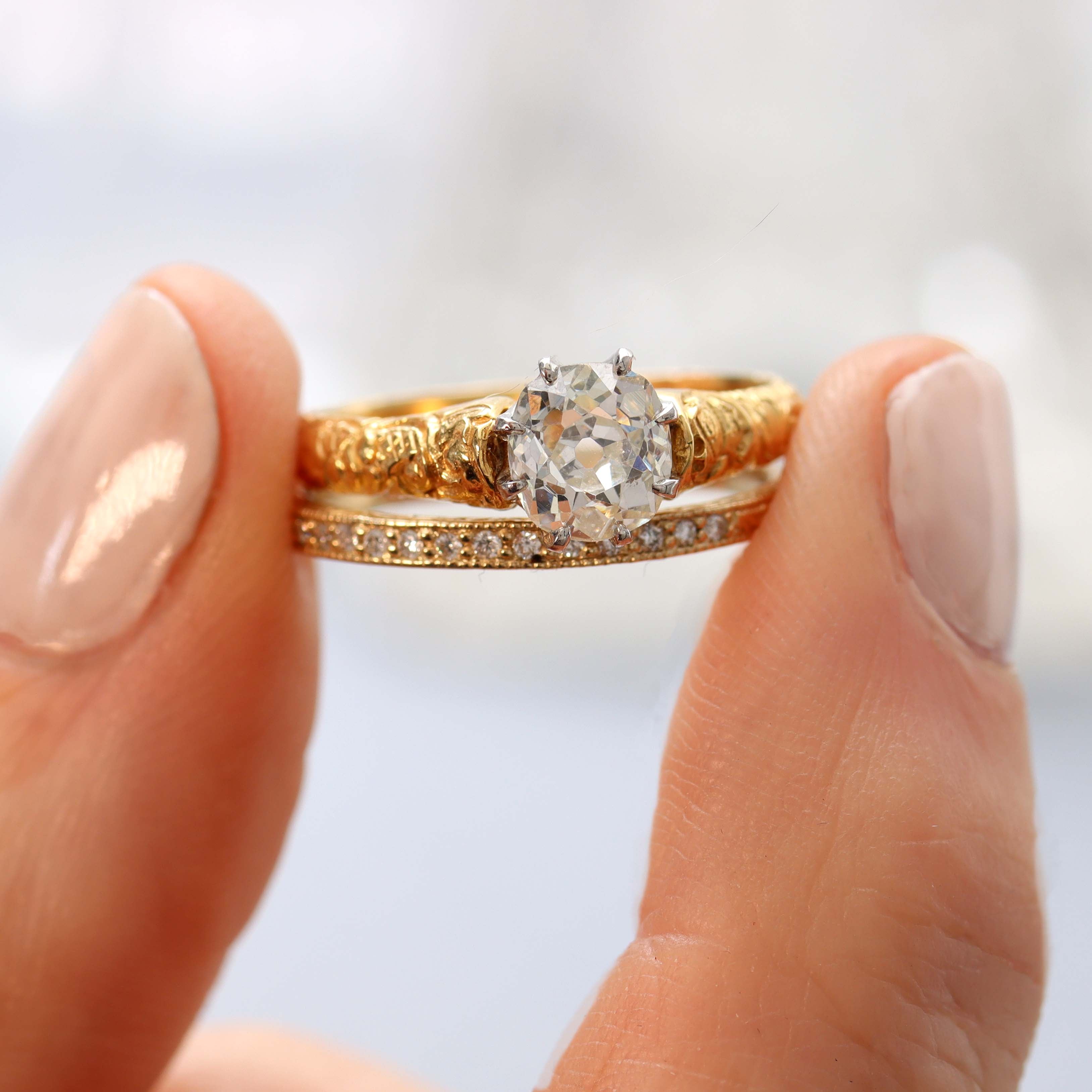 Slender Diamond Replica Art Deco Wedding Band #L3091T - Wedding Bands