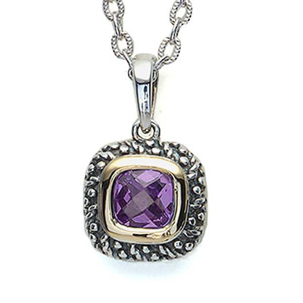 Sterling Silver and 18K gold Amethyst Pendant #8252P-ACH - Leigh Jay & Co.