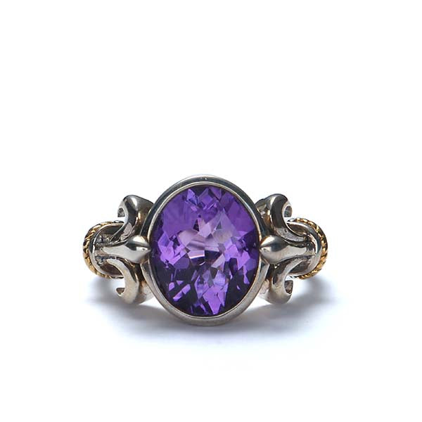 Sterling Silver and 18k gold Lavender Quartz ring #8071R-PQ - Leigh Jay & Co.