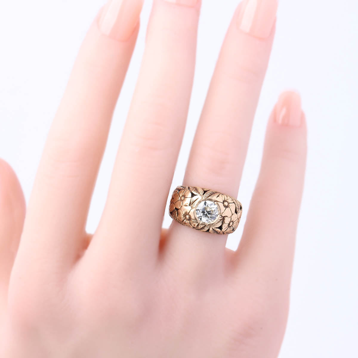 Stunning Floral Art Nouveau Engagement Ring #VR250930 - Engagement Rings