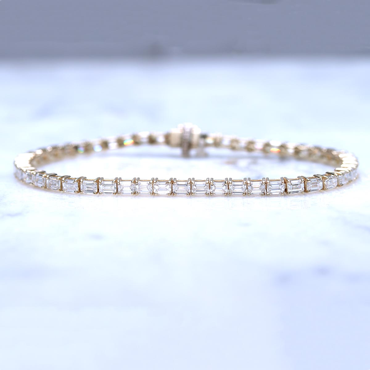 Tennis Bracelet with Emerald Cut Diamonds 7 Carat Total #TBEC14Y-7.14CT - Bracelets