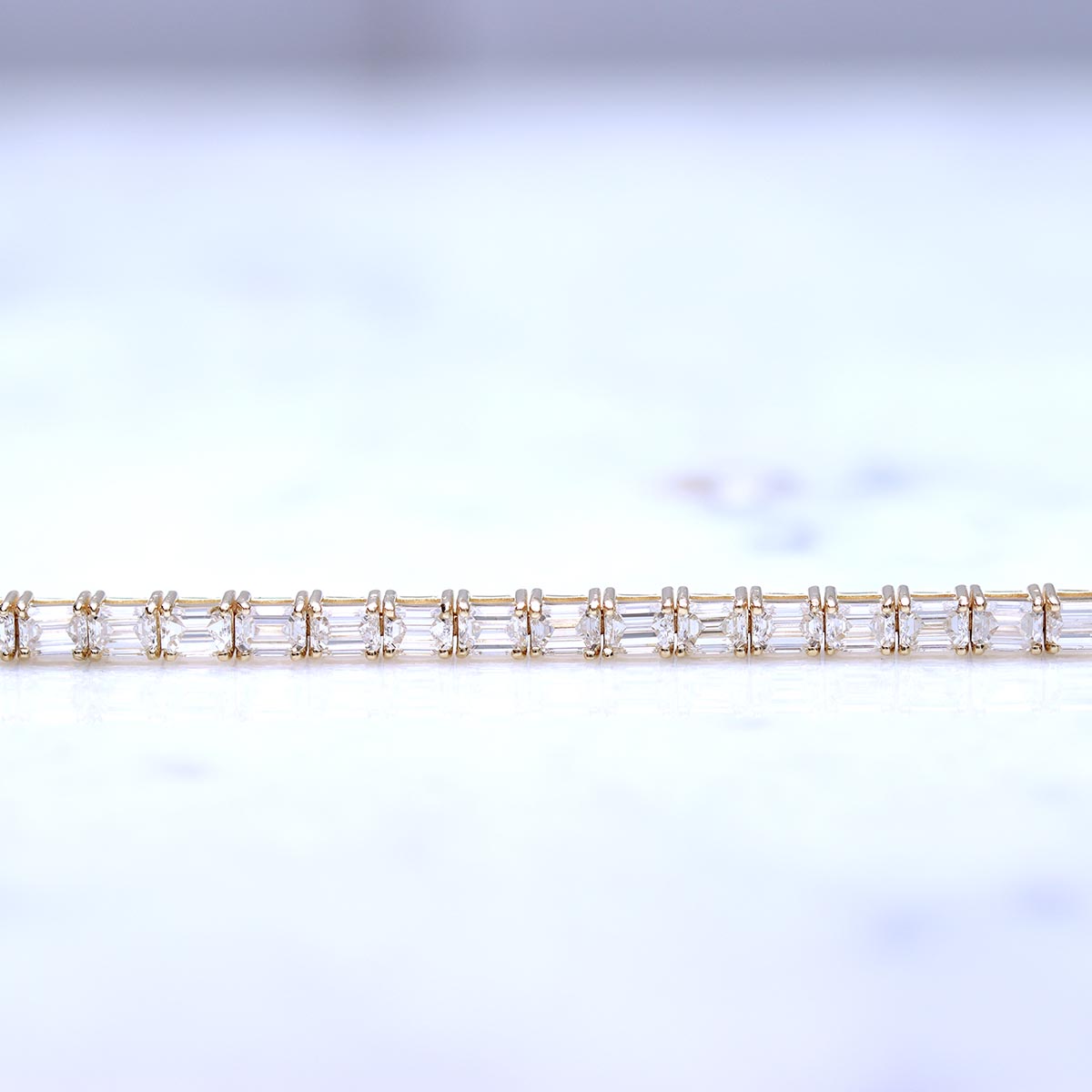 Tennis Bracelet with Emerald Cut Diamonds 7 Carat Total #TBEC14Y-7.14CT - Bracelets