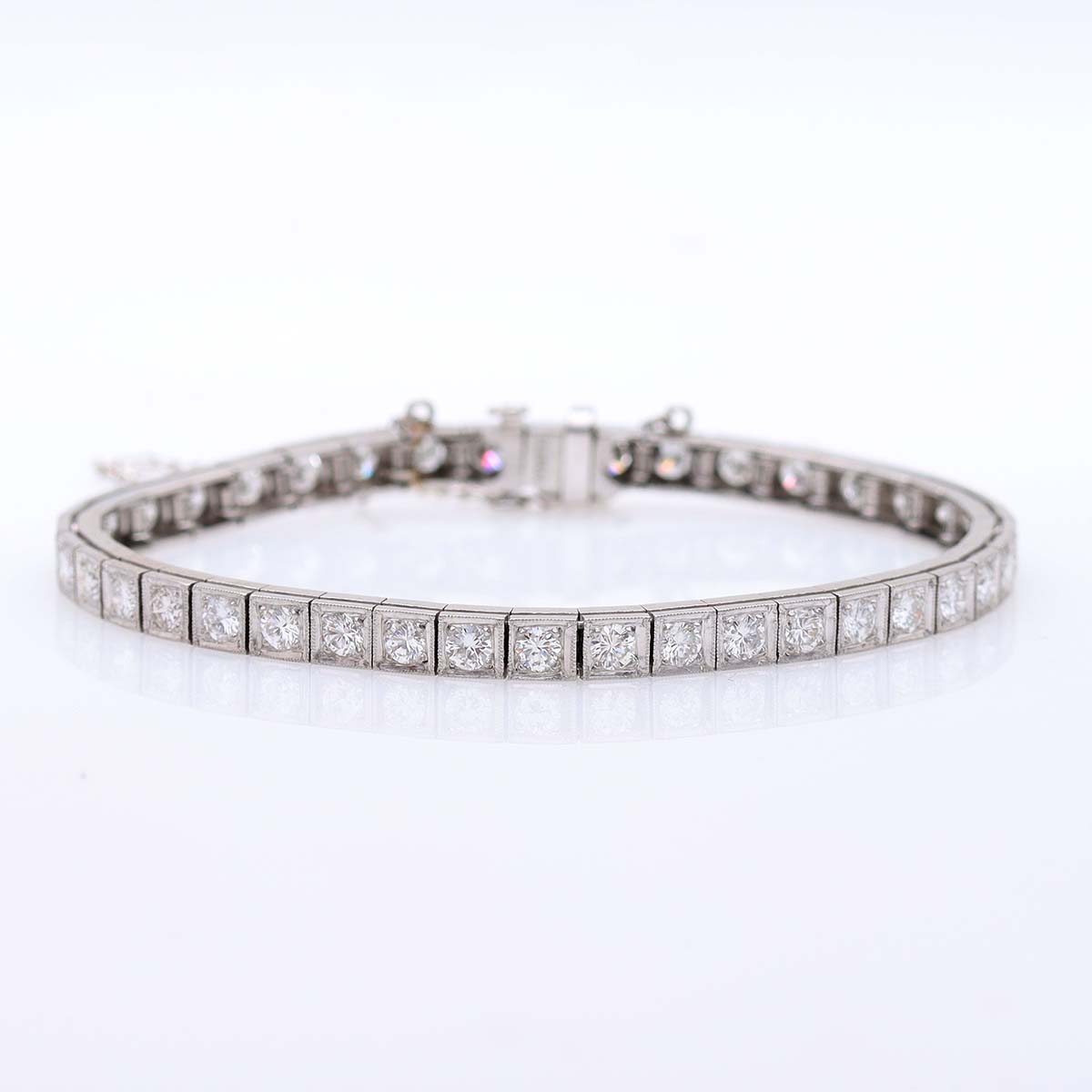 Vintage 1950 Platinum and Diamond Line Bracelet #VB240924-1 - Bracelets