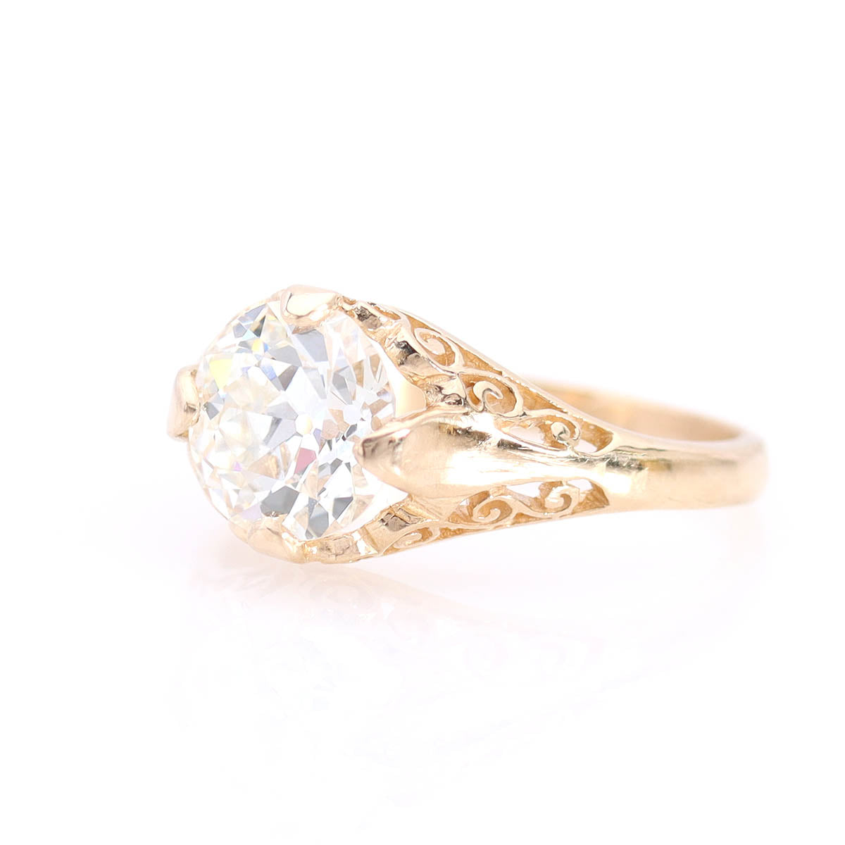 Vintage Filigree Old Cut Diamond Engagement Ring #3269Y14-1 - Engagement Rings