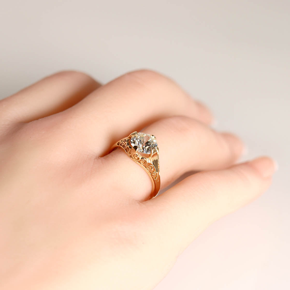 Vintage Filigree Old Cut Diamond Engagement Ring #3269Y14-1 - Engagement Rings