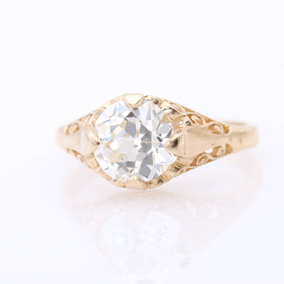 Vintage Filigree Old Cut Diamond Engagement Ring #3269Y14-1 - Engagement Rings