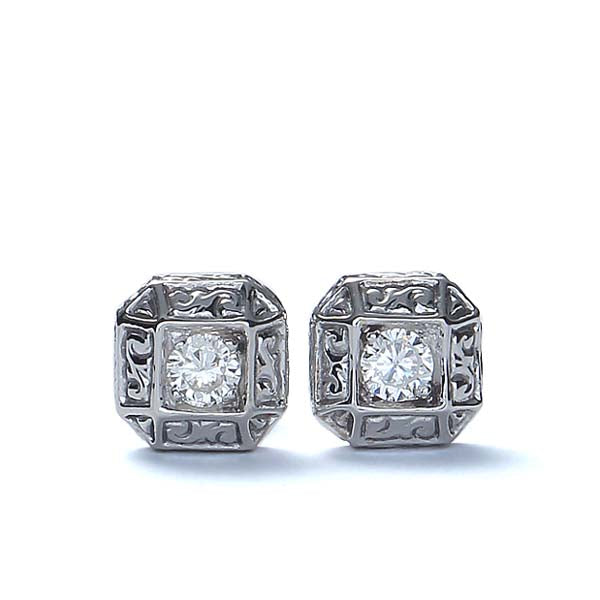 Vintage Inspired Diamond Earrings. #5032E-03 - Leigh Jay & Co.