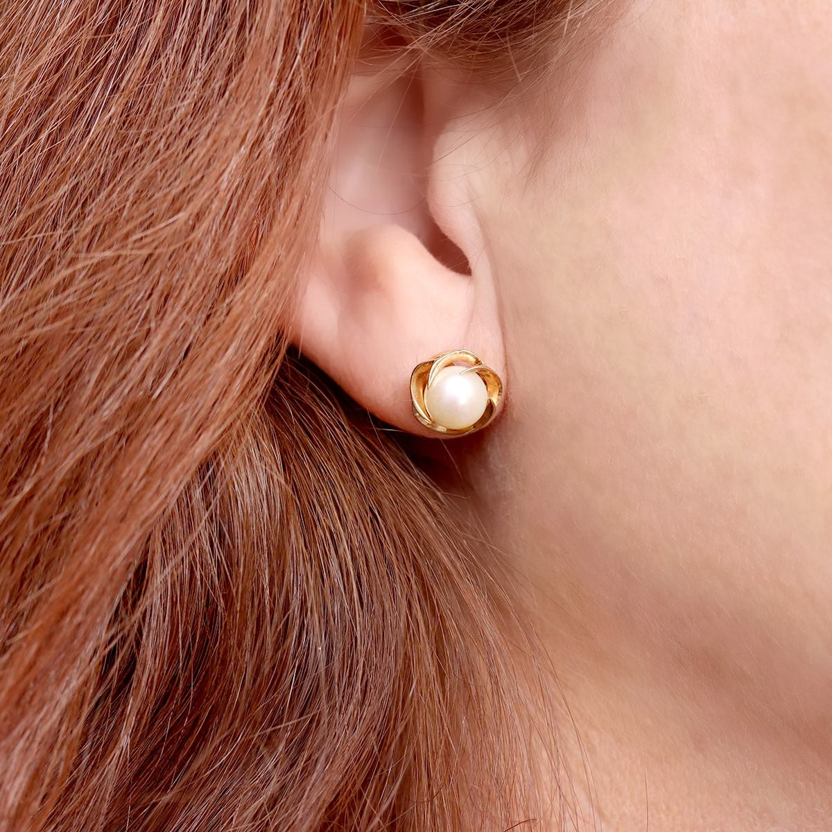Vintage Pearl and 14k Gold Earrings #VE240731 - Earrings