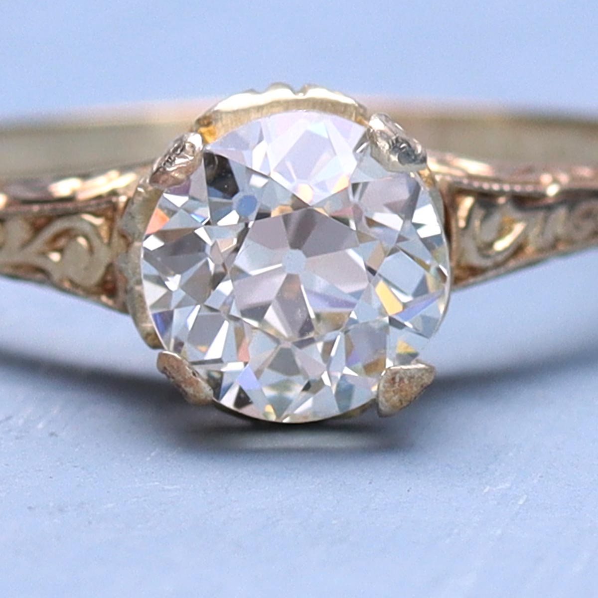 Yellow Gold Edwardian Engagement Ring #VR250416 - Engagement Rings