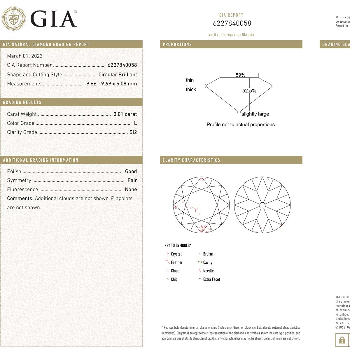 Old European Cut Diamond 3.01 carats L SI2 GIA #D230602-4