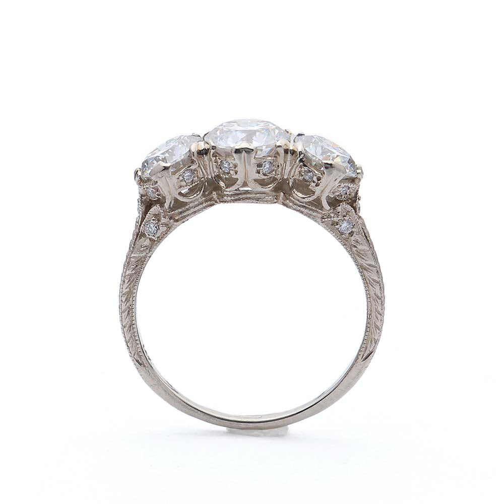 Replica Art Deco Three Stone Ring #3133-1 - Leigh Jay & Co