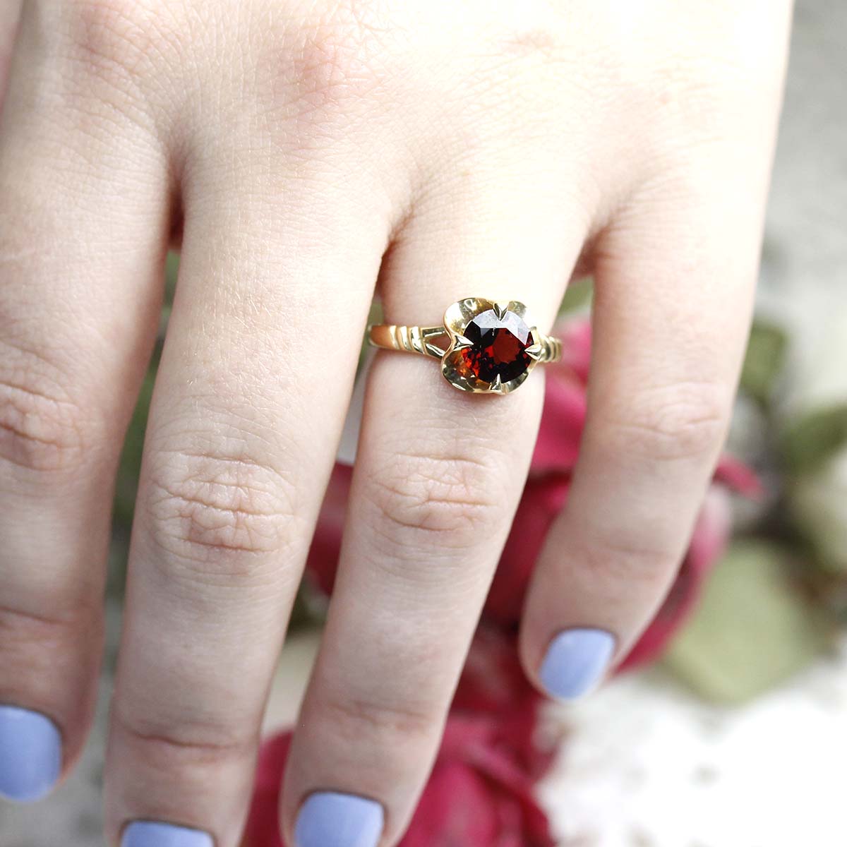 Replica Mid-Century Ring set with a Rhodolite Garnet #3239-04