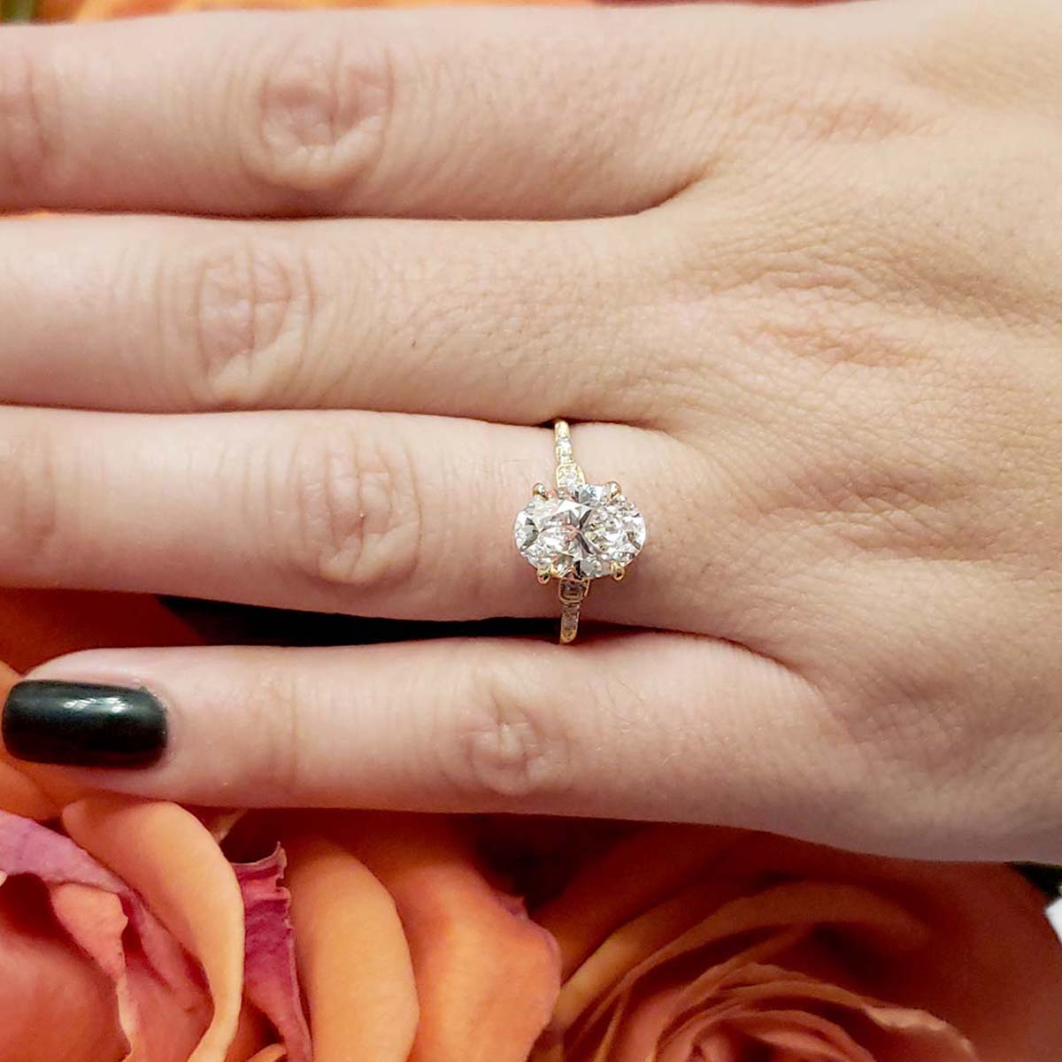The Esther Replica Art Deco engagement ring #3297OV-3