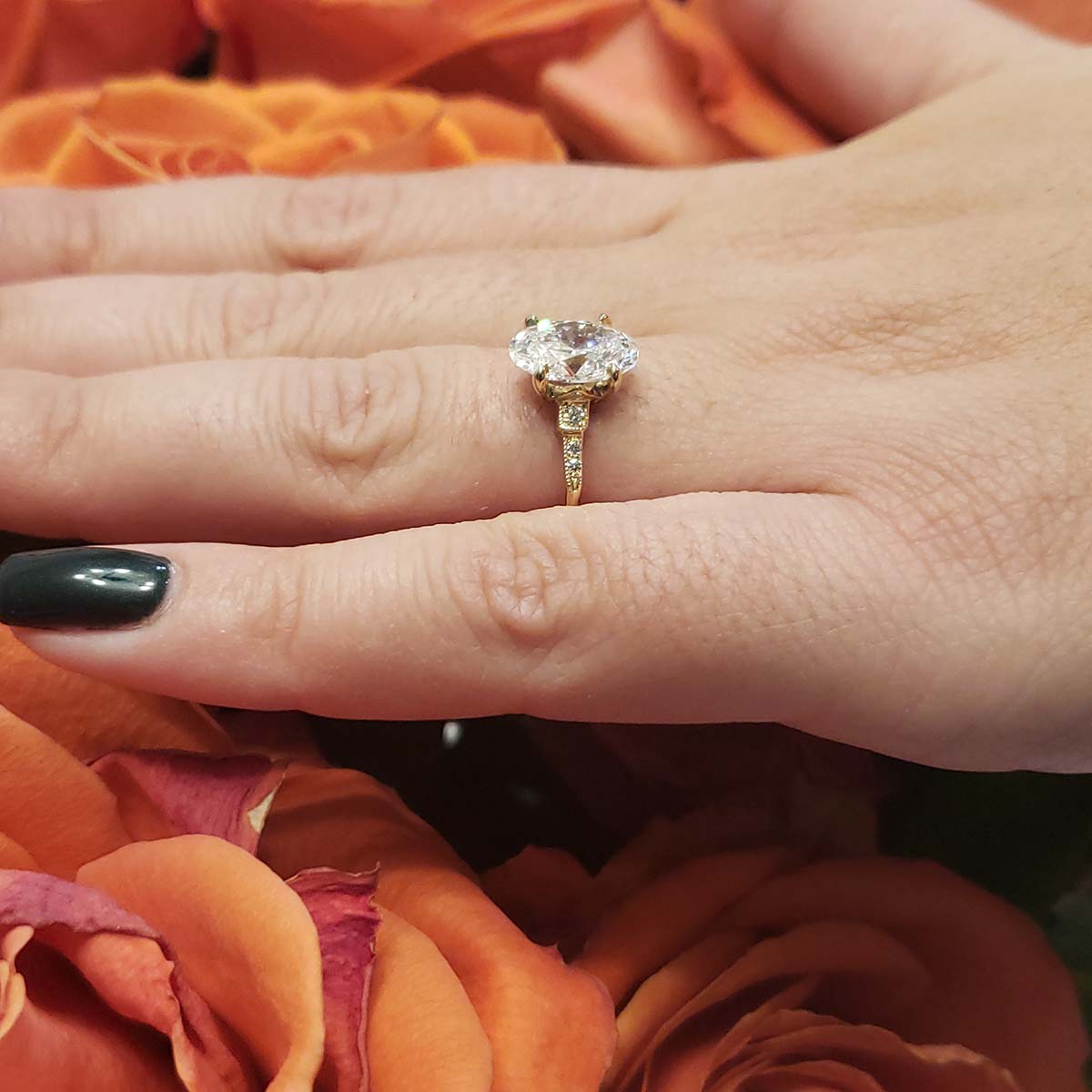 The Esther Replica Art Deco engagement ring #3297OV-3