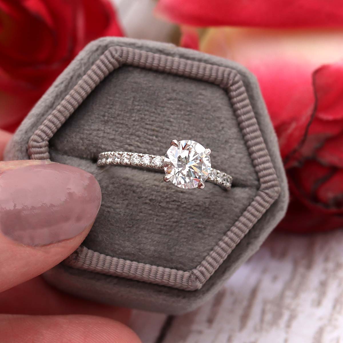 Contemporary Micro Pave Diamond Engagement Ring #3470-2