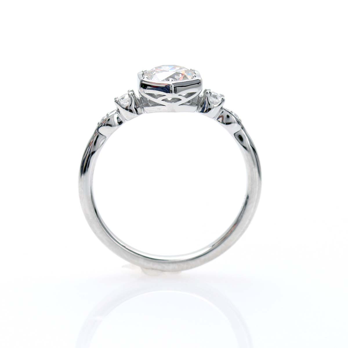 Hexagon Old European Cut Engagement Ring #3608-2.