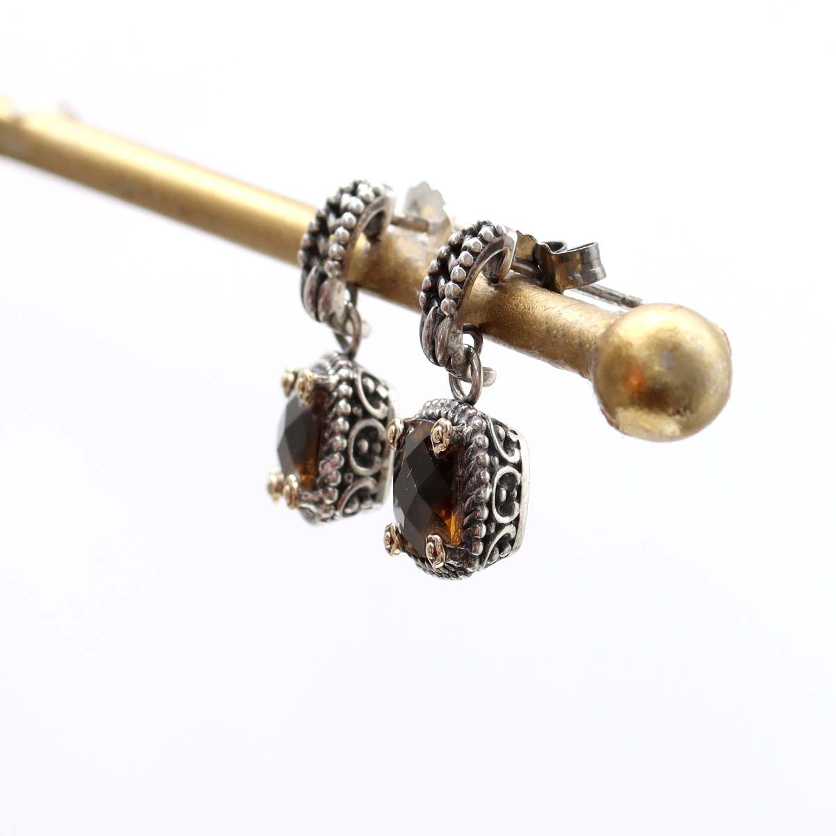 Vintage Inspired Yellow Topaz and Sterling Silver Drop Earrings #8009E-YT