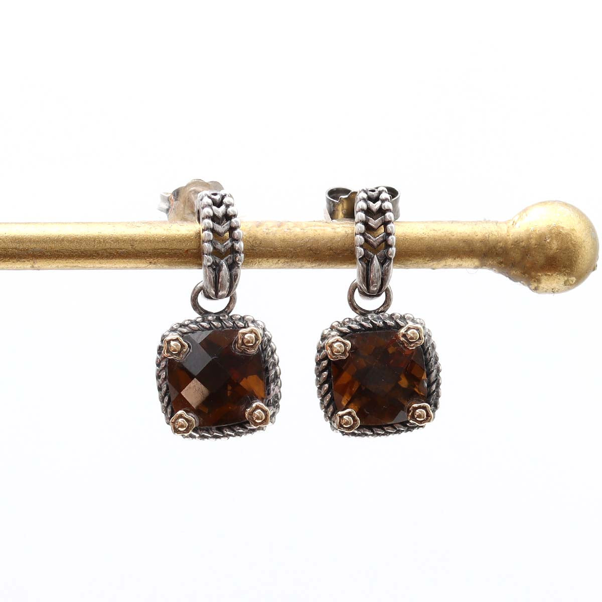 Vintage Inspired Yellow Topaz and Sterling Silver Drop Earrings #8009E-YT