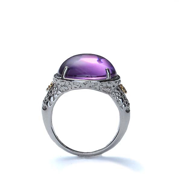 Sterling Silver and 18k gold Amethyst ring #8193R-AM - Leigh Jay & Co.