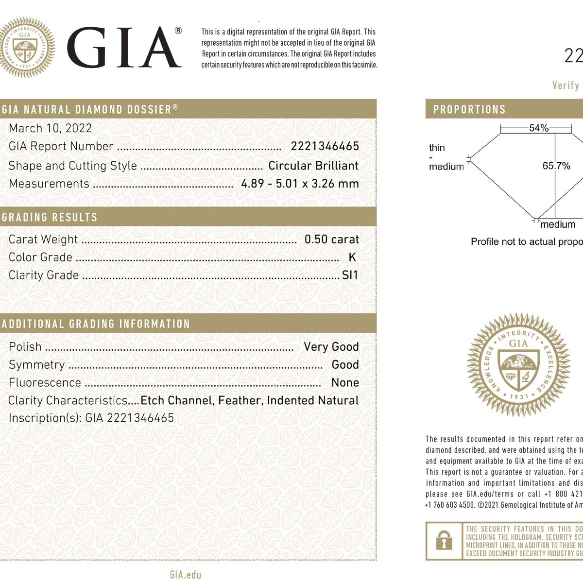 Old European Cut Diamond .50 carats K VS1 GIA #D220601-1