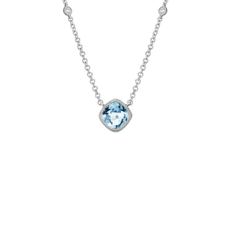 Cushion Cut Aquamarine and Diamond Necklace #N3485-01