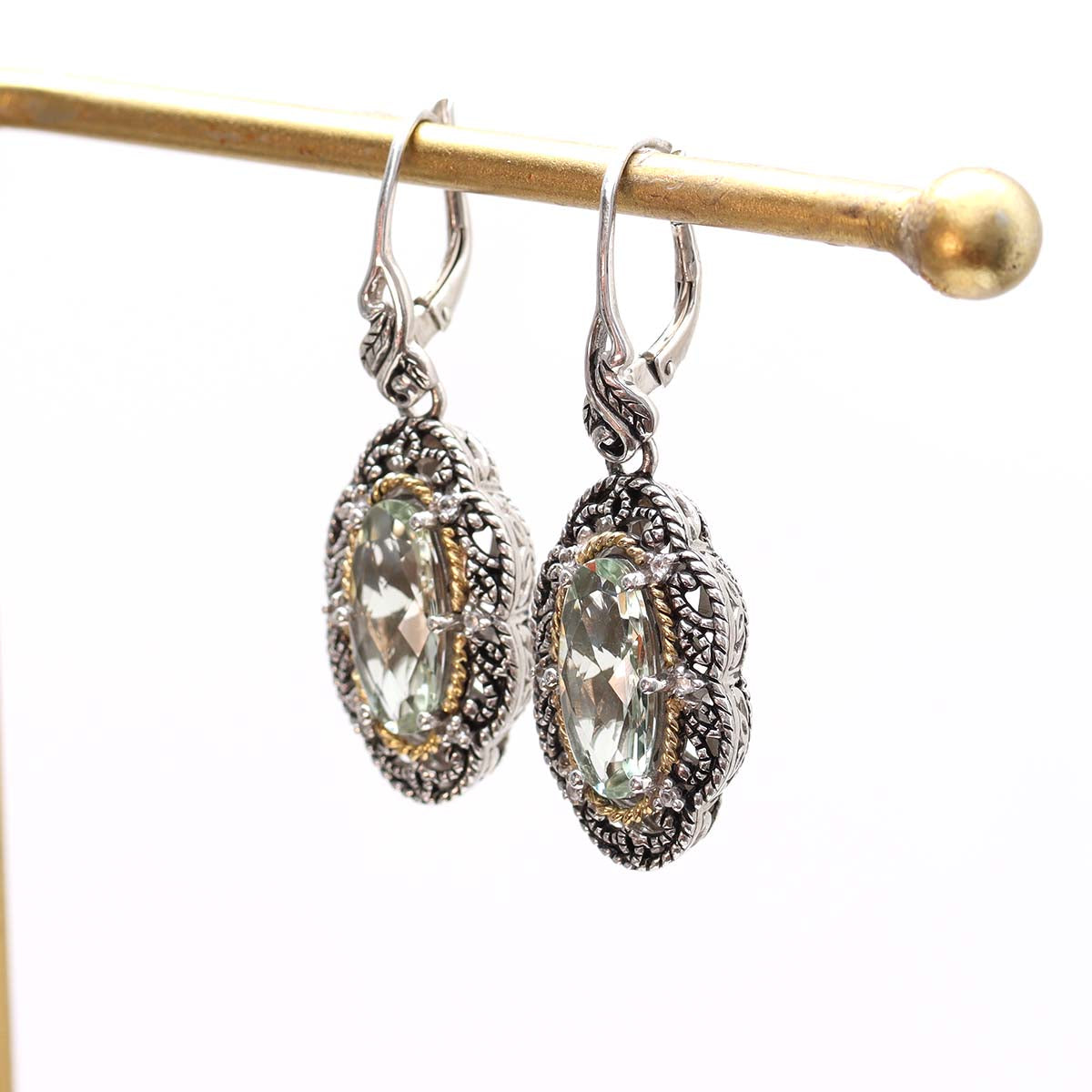 Vintage Style Green Quartz Earrings #LE8149-GQ