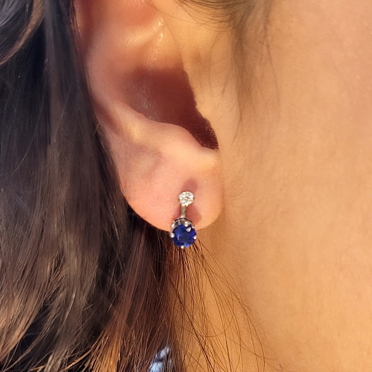 Vintage Sapphire and Diamond Earrings #VE230720