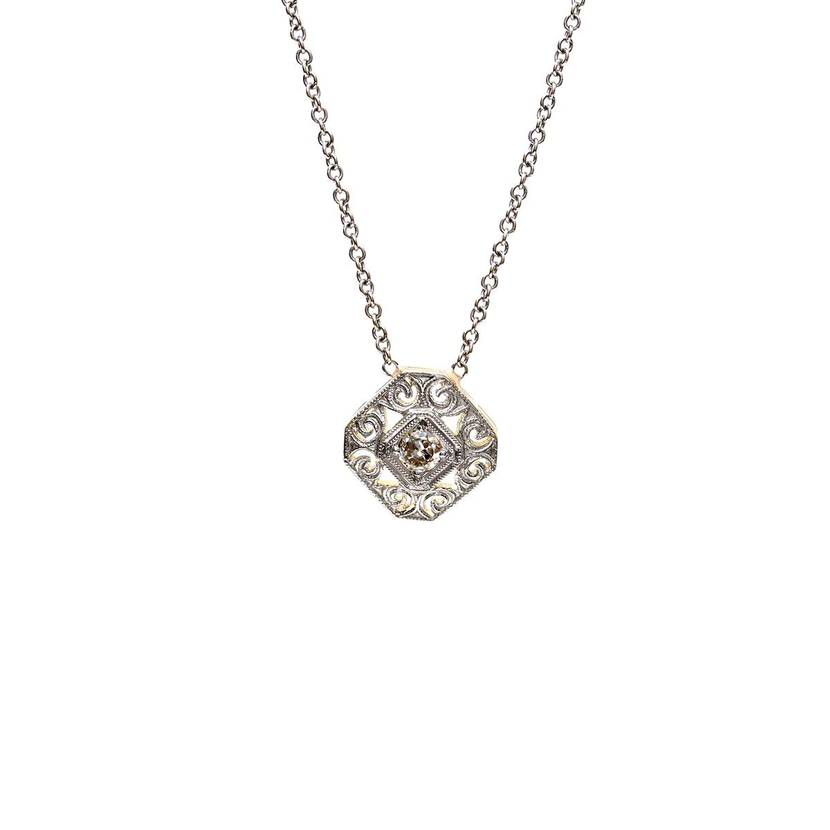 Art Deco Diamond Filligree pendant #VP220220-2