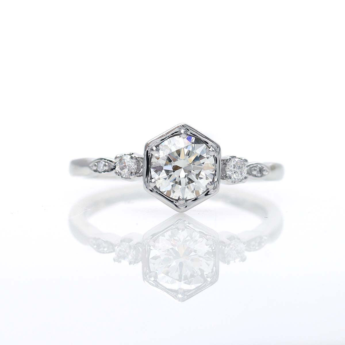 Hexagon Old European Cut Engagement Ring #3608-1
