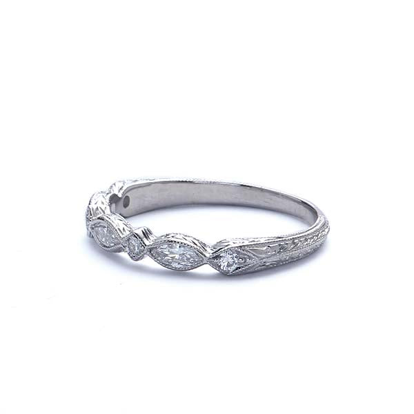 Replica Art Deco wedding band set with Marquise diamonds #L2132HEPT - Leigh Jay & Co.