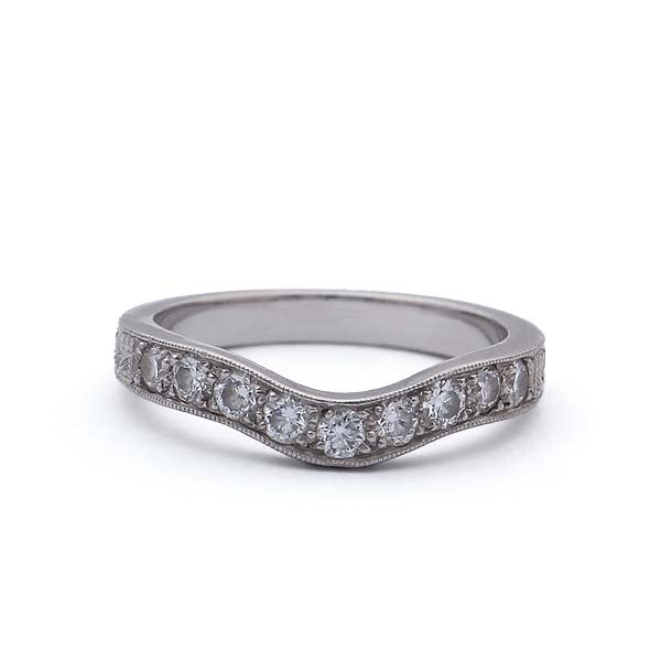 Contoured Diamond Wedding Band #L3012HE-PT - Leigh Jay & Co.