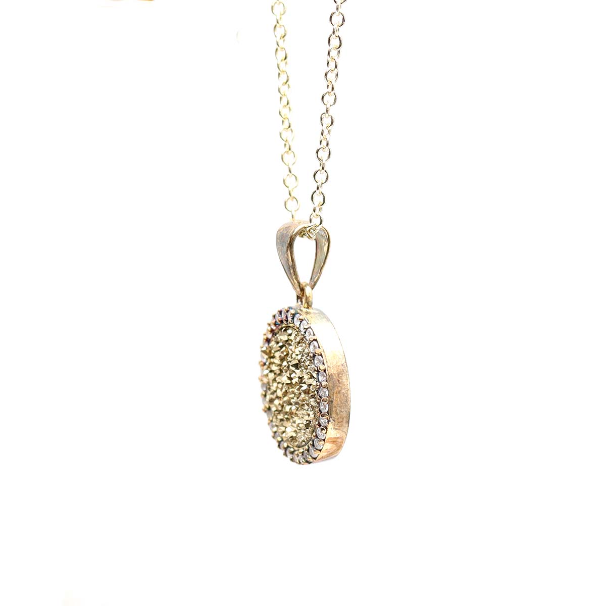 Golden Druzy Quartz Pendant #NK850-G