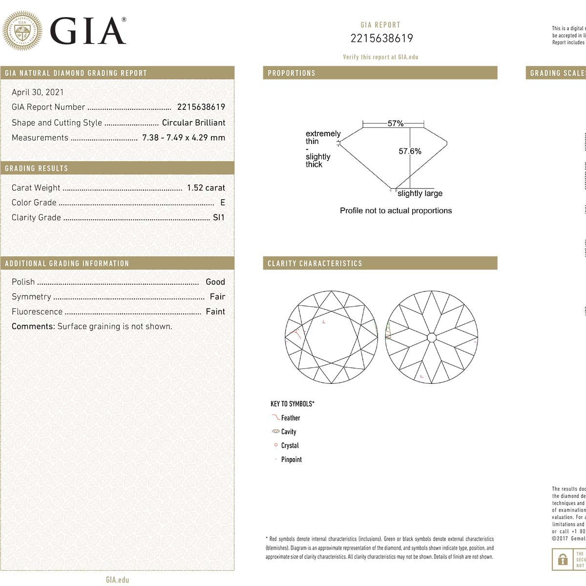 Old European Cut Diamond 1.52 carats E SI1 GIA #D220622-2