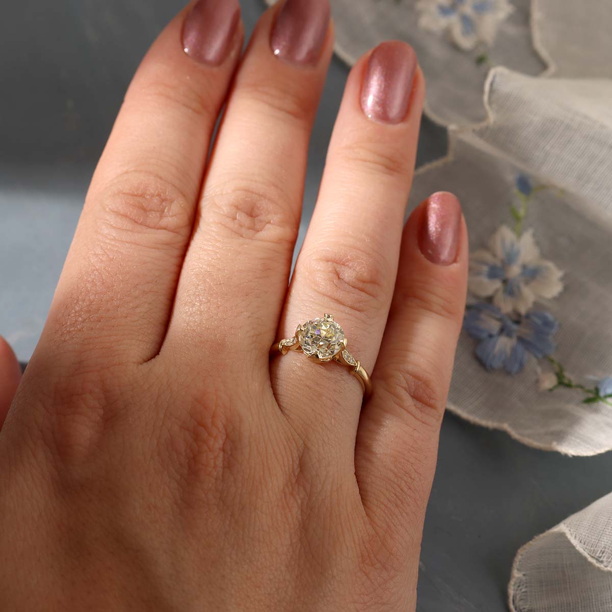 The Zoe Edwardian Inspired Old European Cut Engagement Ring #3606-4
