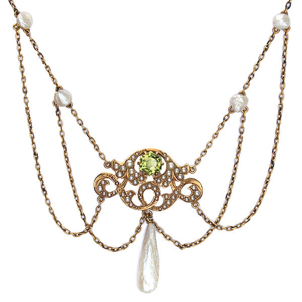 Art Nouveau Peridot Necklace #VP160630-05 Default Title