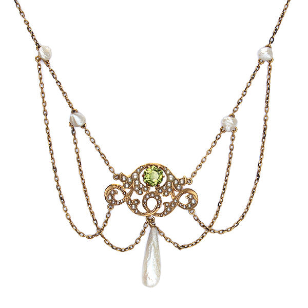 Art Nouveau Peridot Necklace #VP160630-05 Default Title