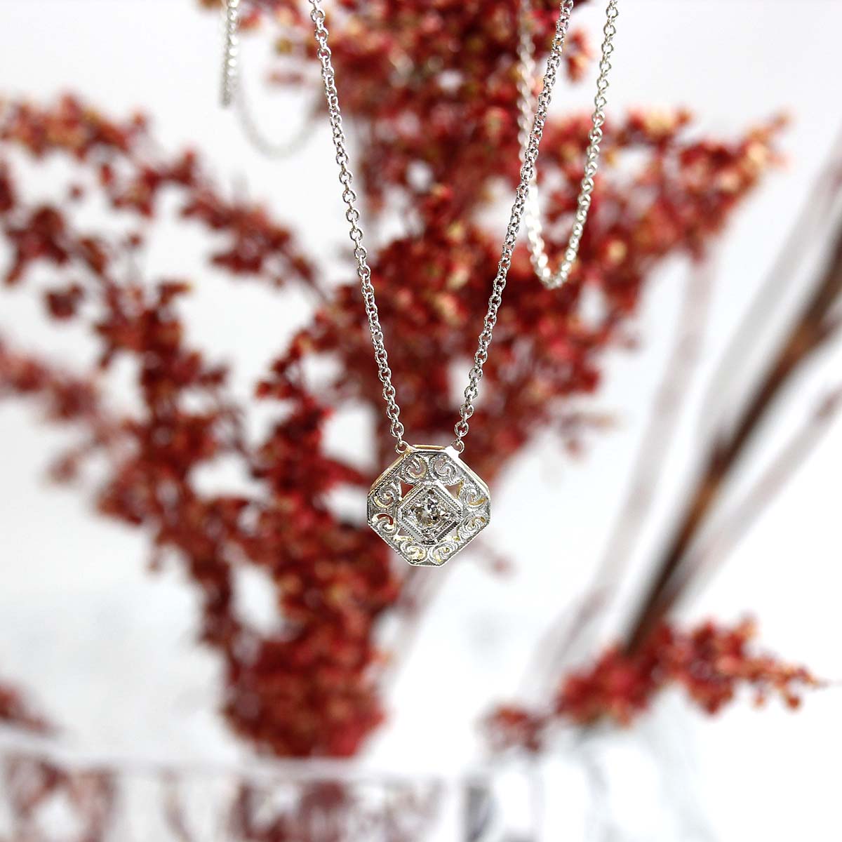 Art Deco Diamond Filligree pendant #VP220220-2 Default Title