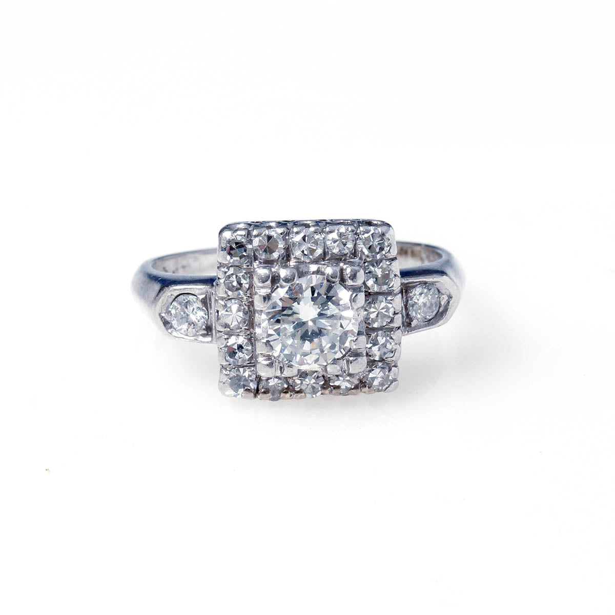 Art Déco Square Halo Engagement Ring #VR210914-1
