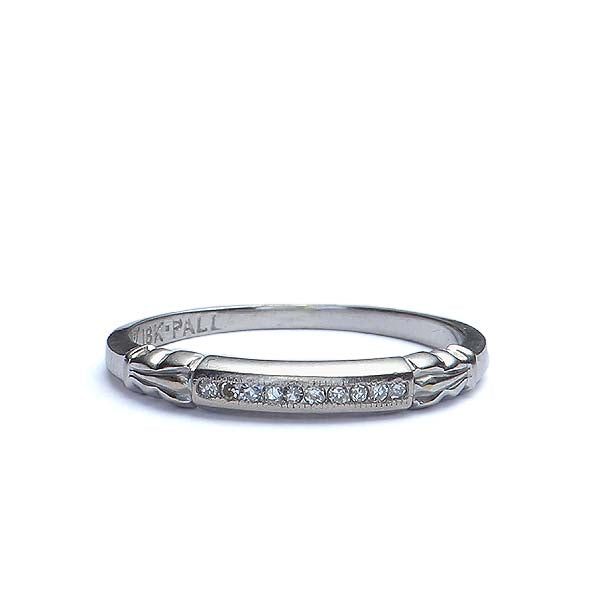 Circa 1940s 18k white gold and palladium wedding band #VR572-09