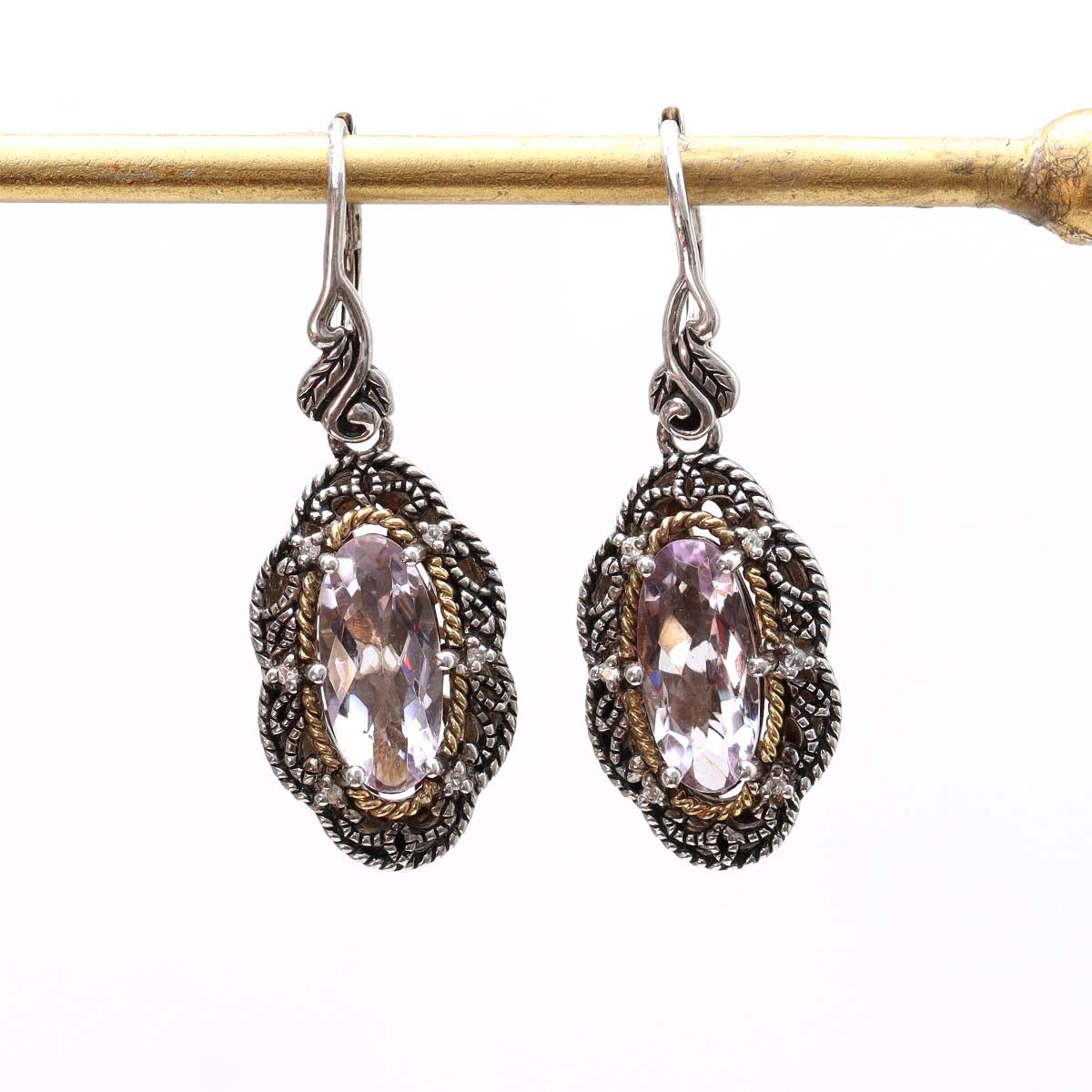 Vintage Style Pink Quartz Earrings #LE8149-PQ