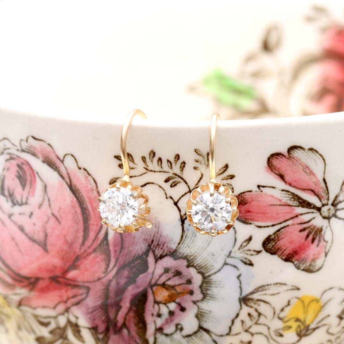Victorian Replica Diamond Drop Earrings #LE3654