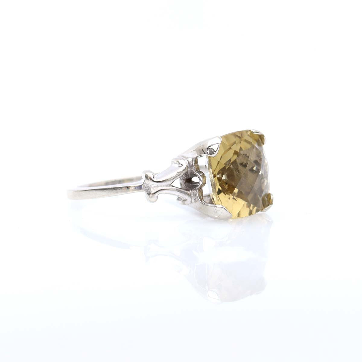 Vintage Lemon Quartz Cushion Cut Ring #VR220127