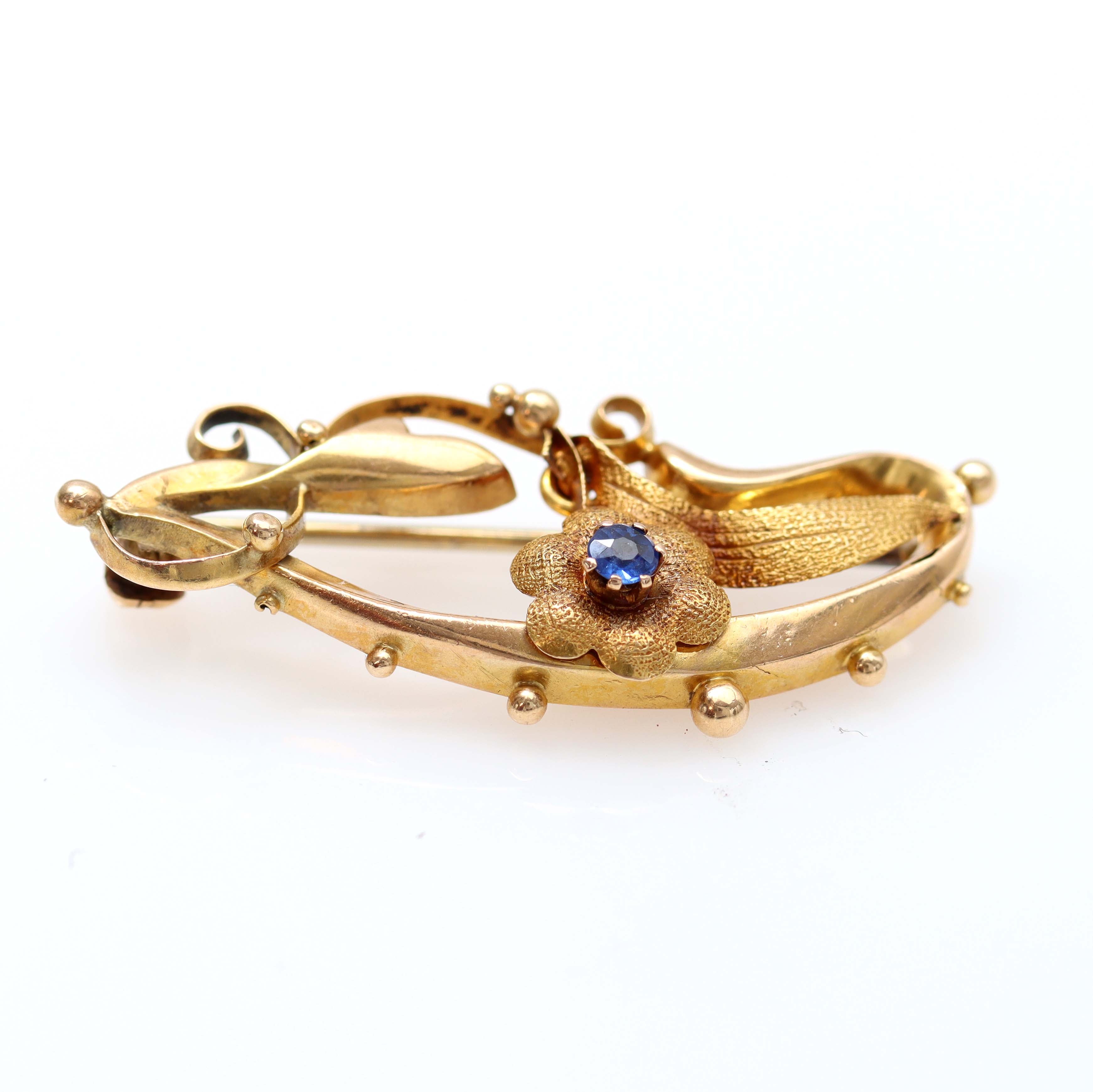 Edwardian Gold and Sapphire Brooch #VBR230224