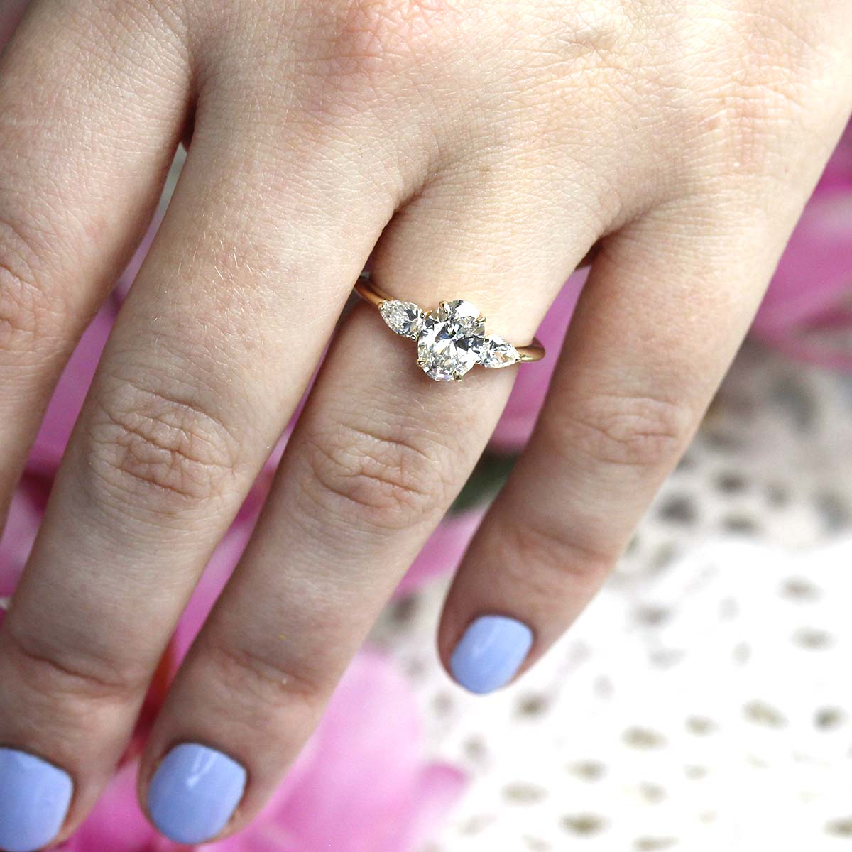 The Shelby Oval Three Stone Engagement Ring #3515-1