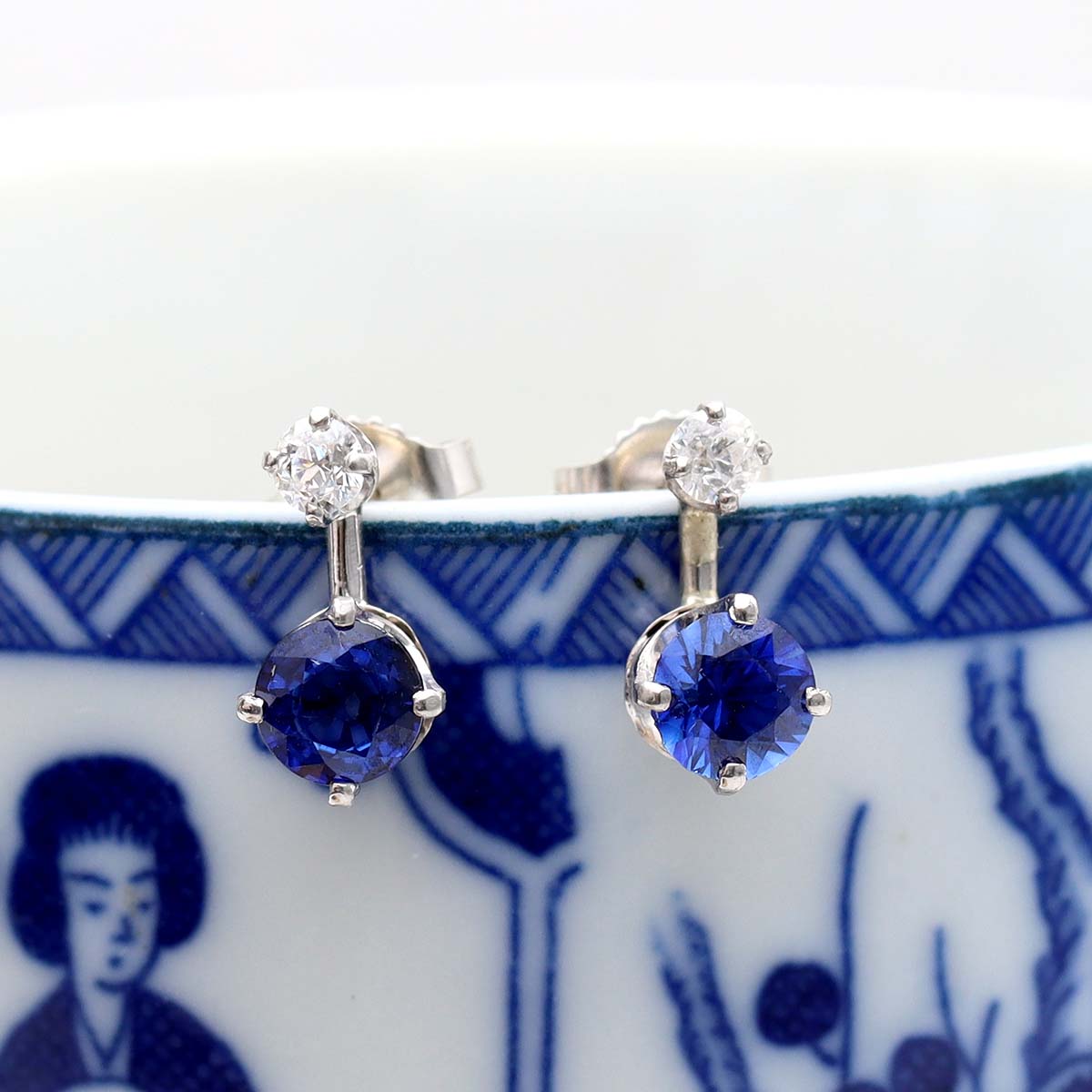 Vintage Sapphire and Diamond Earrings #VE230720
