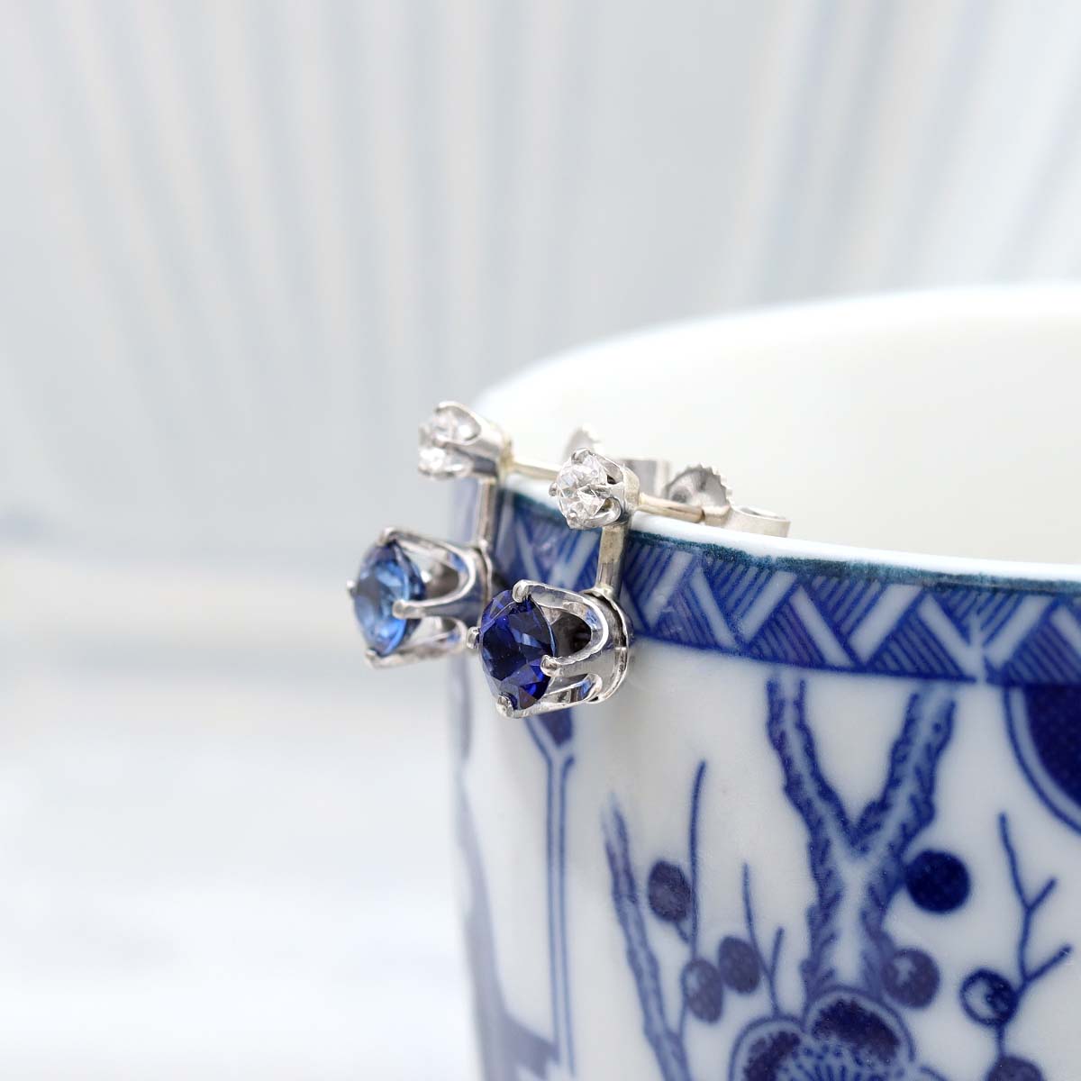 Vintage Sapphire and Diamond Earrings #VE230720